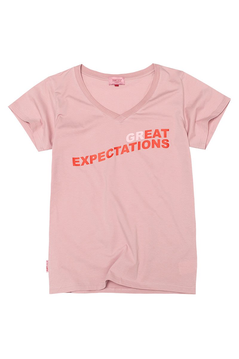  Great Expectations V-neck Rose Tee