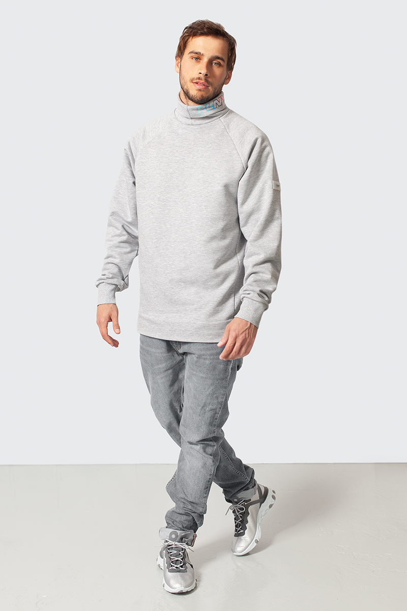Charlie Polo Neck Heather Grey Sweatshirt