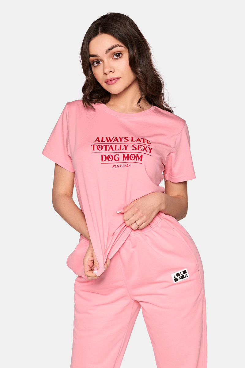 Dog Mom French Fit Powder Pink Tee
