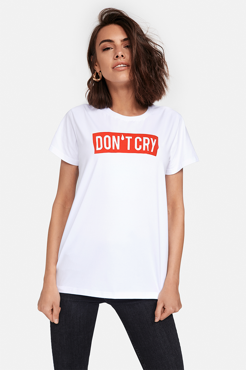 Don't Cry Classic White/Red Tee