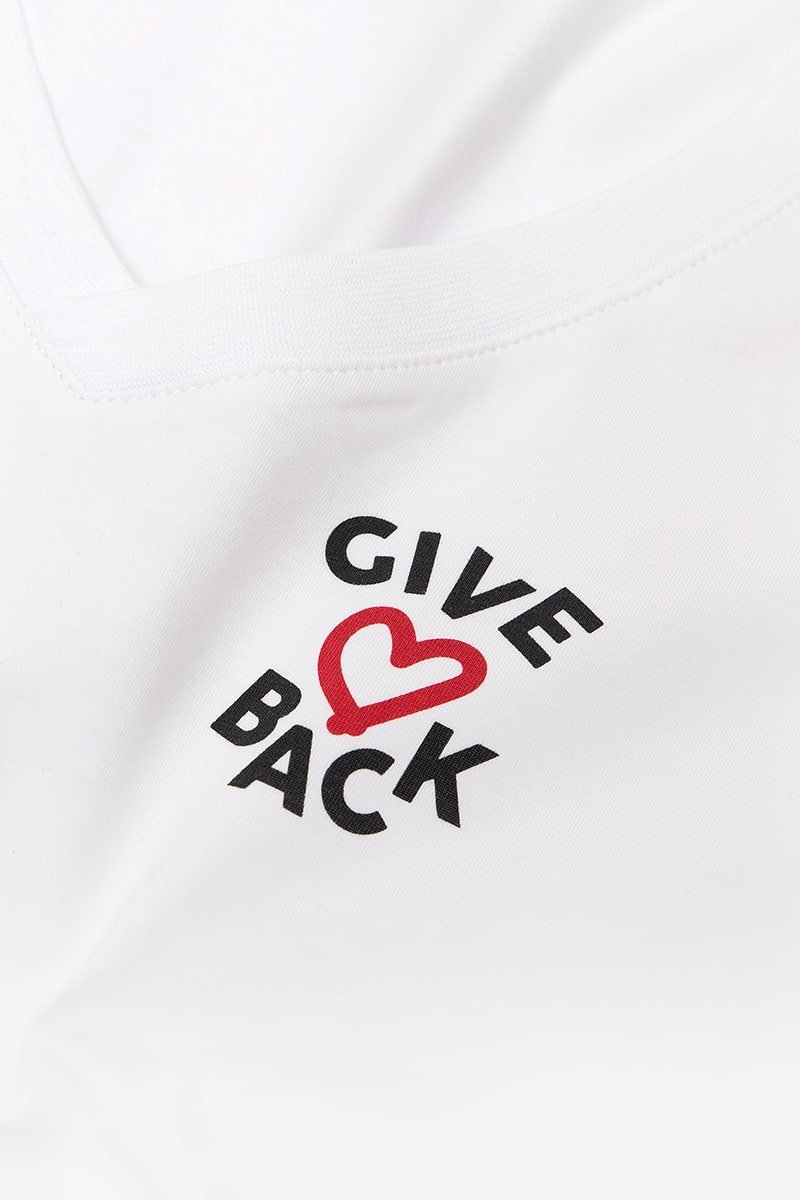 Give Back V-neck White Tee