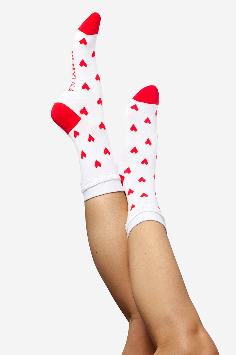 Hearts Lace White Socks