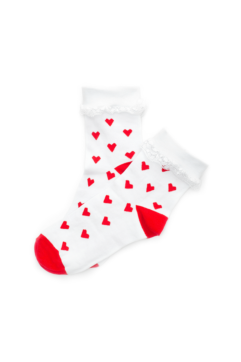 Hearts Lace White Socks