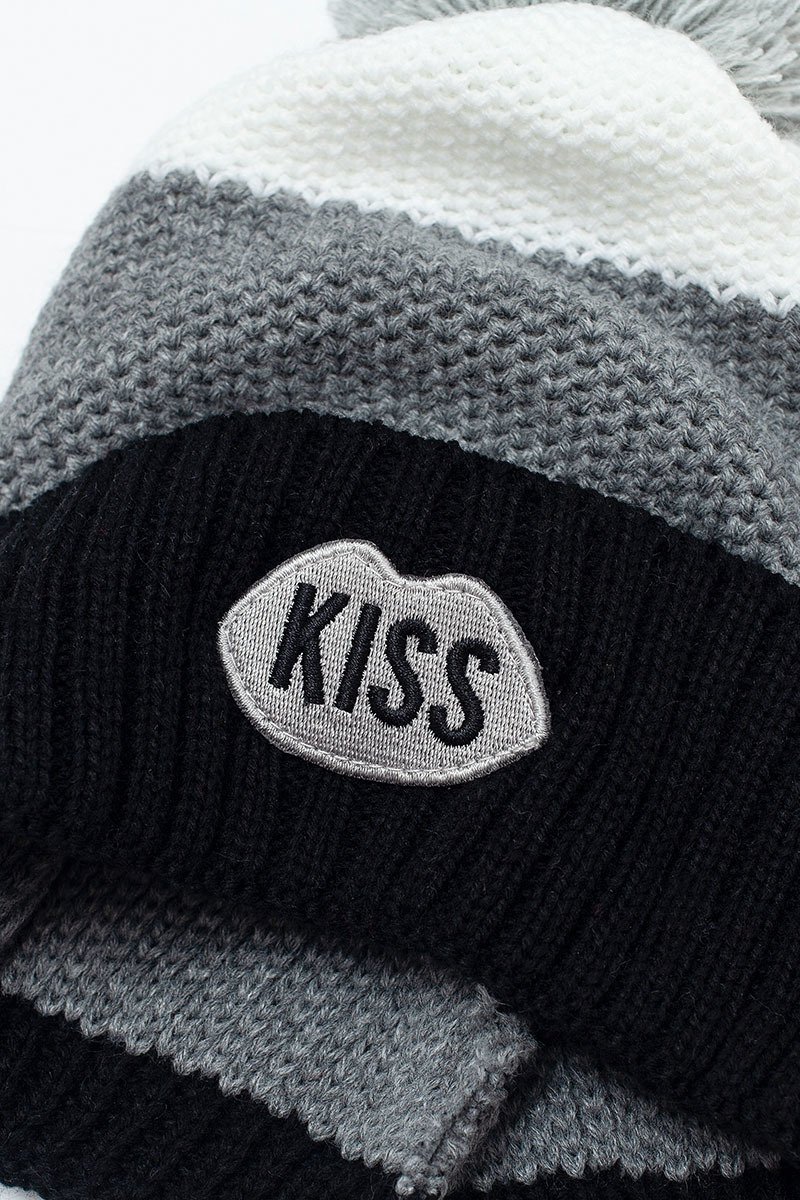 KISS College Stripes Black Beanie