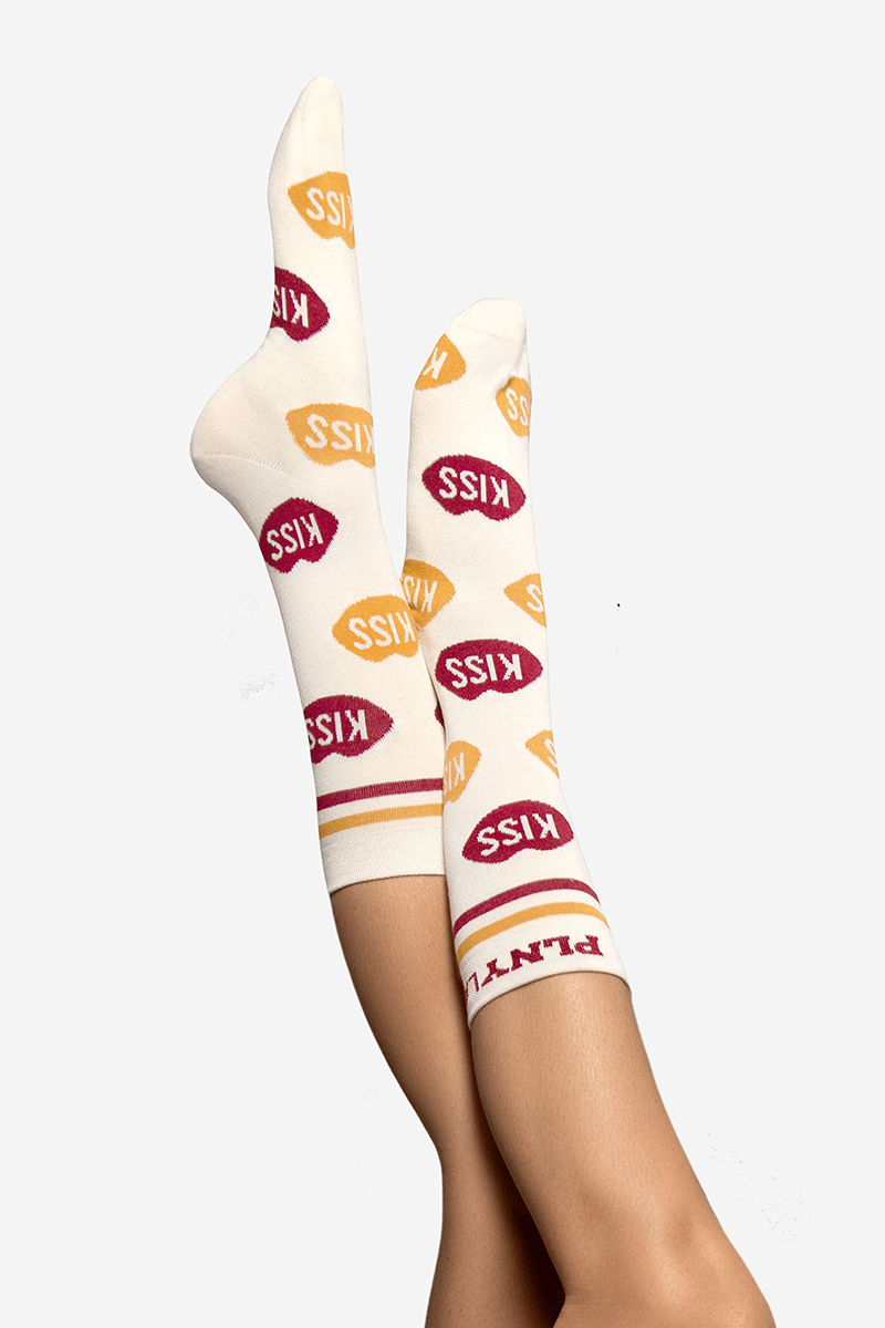 KISS & LIPS Classic Off White Socks 