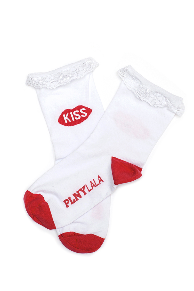 KISS Lace White/Red Socks