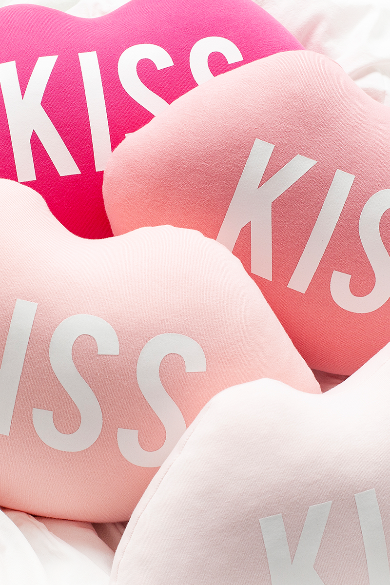 KISS Lips Rose Pillow