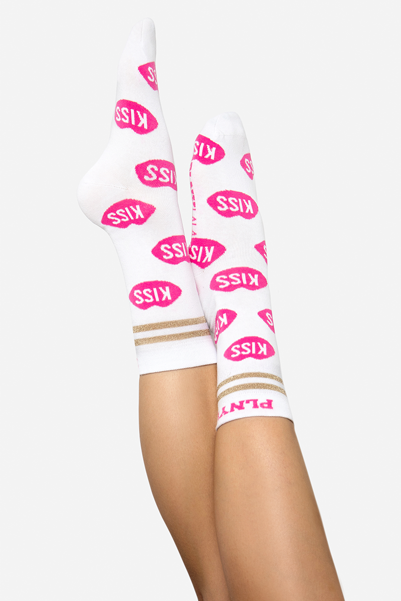 KISS & Stripes Classic White Socks