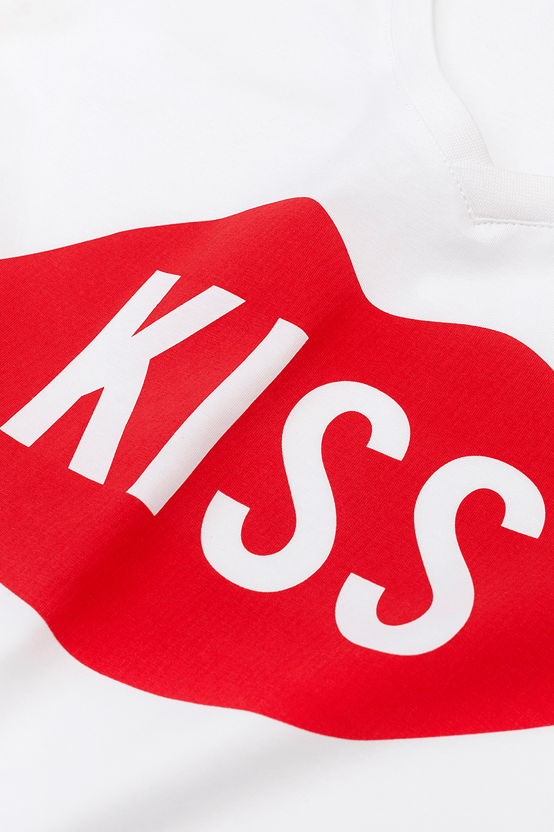 KISS V-Neck White Tee