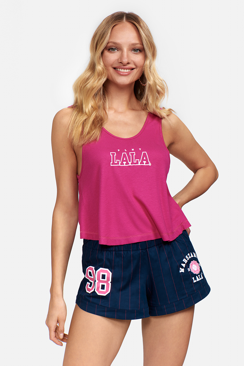 LALA Home Alone Very Pink/Marine Pajama