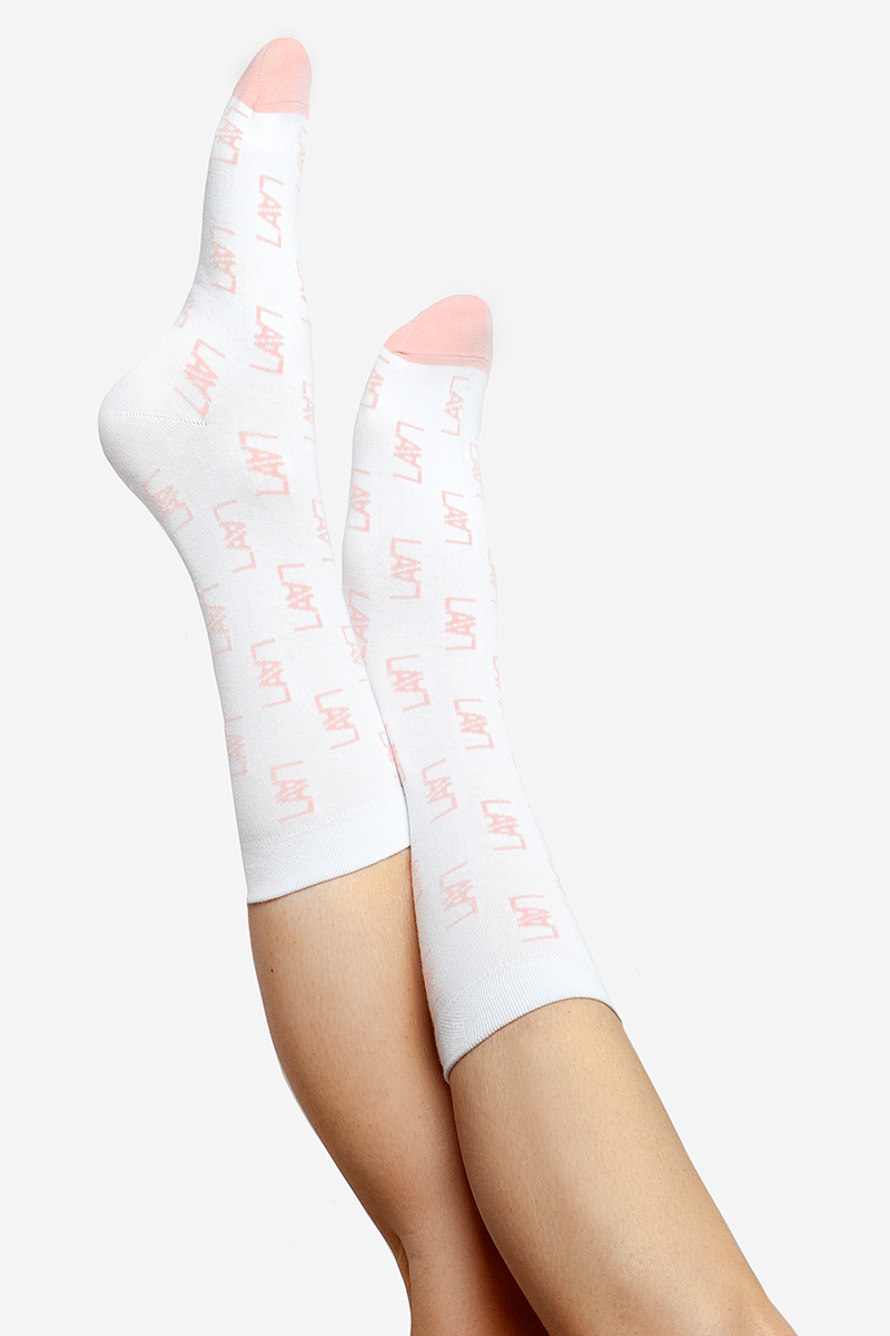 LALA Monogram Classic White Socks