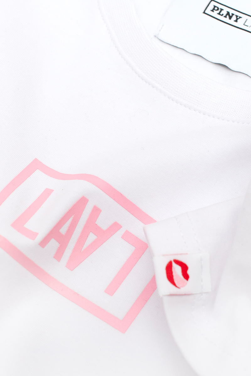 LALA Monogram French Fit White Tee