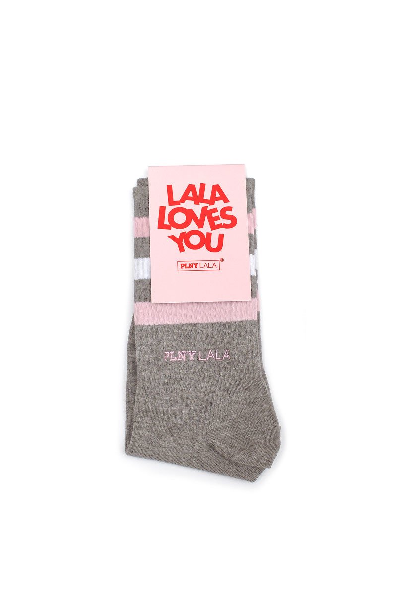 PLNY LALA Classic Melange Rose/White Striped Socks