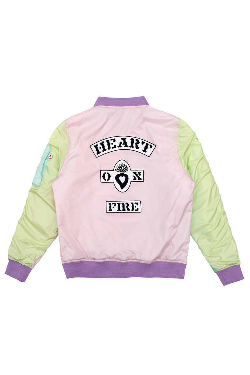 PLNY LALA Heart On Fire Pastele Bomber Jacket