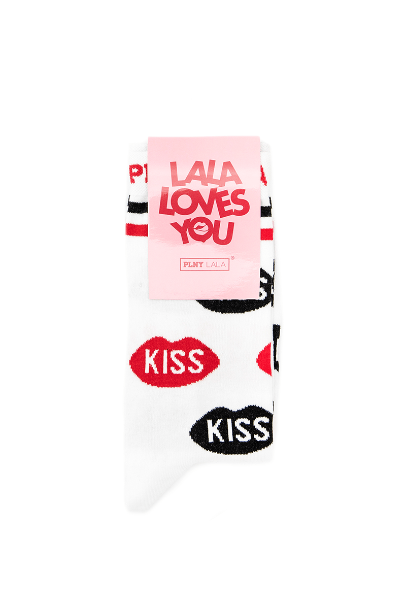 PLNY LALA KISS & Lips Classic White Socks