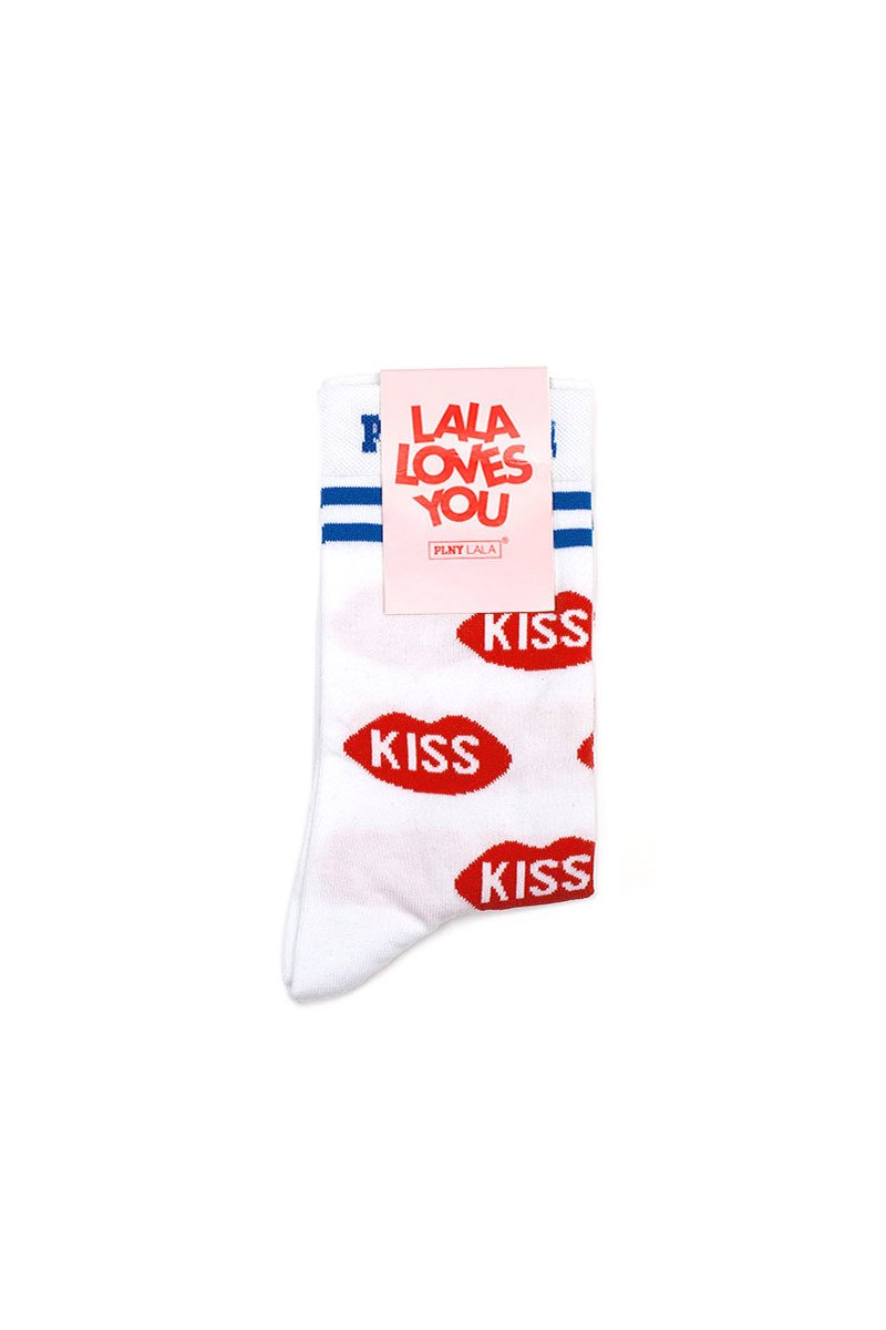 PLNY LALA KISS & Lips Classic White Socks 