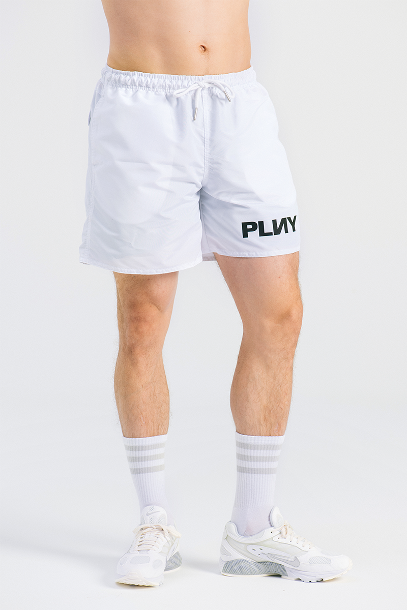 PLNY Noir White Swimming Shorts