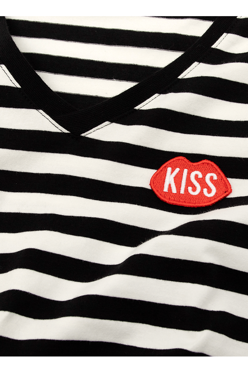 Petit KISS V-Fit Black Stripes Longsleeve