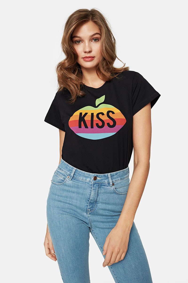 Rainbow KISS Classic Black Tee