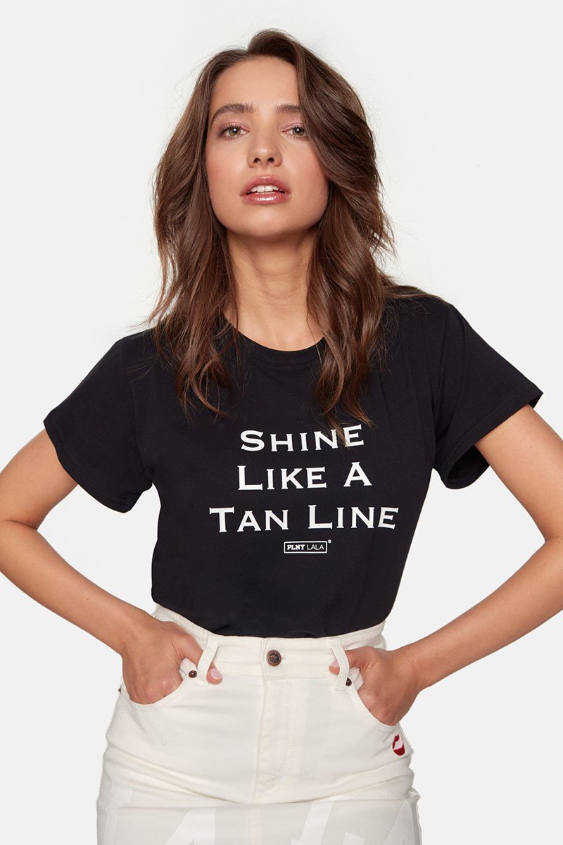 Shine Like A Tan Line Classic Black Tee