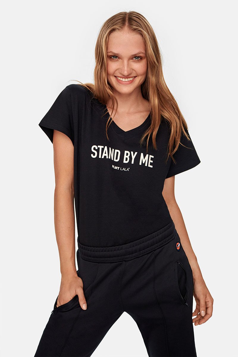 Stand By Me V-neck Black Tee