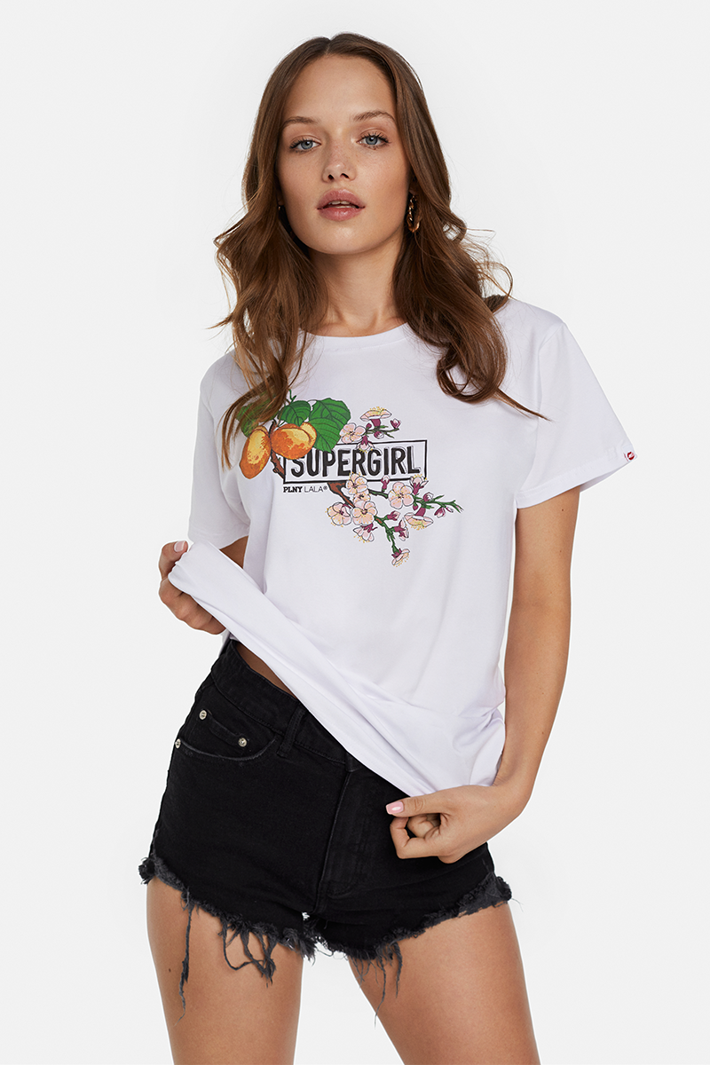 Supergirl Apricot Classic White Tee