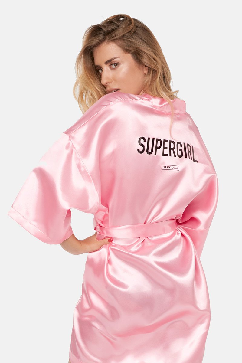 Supergirl  Pink Satin Kimono