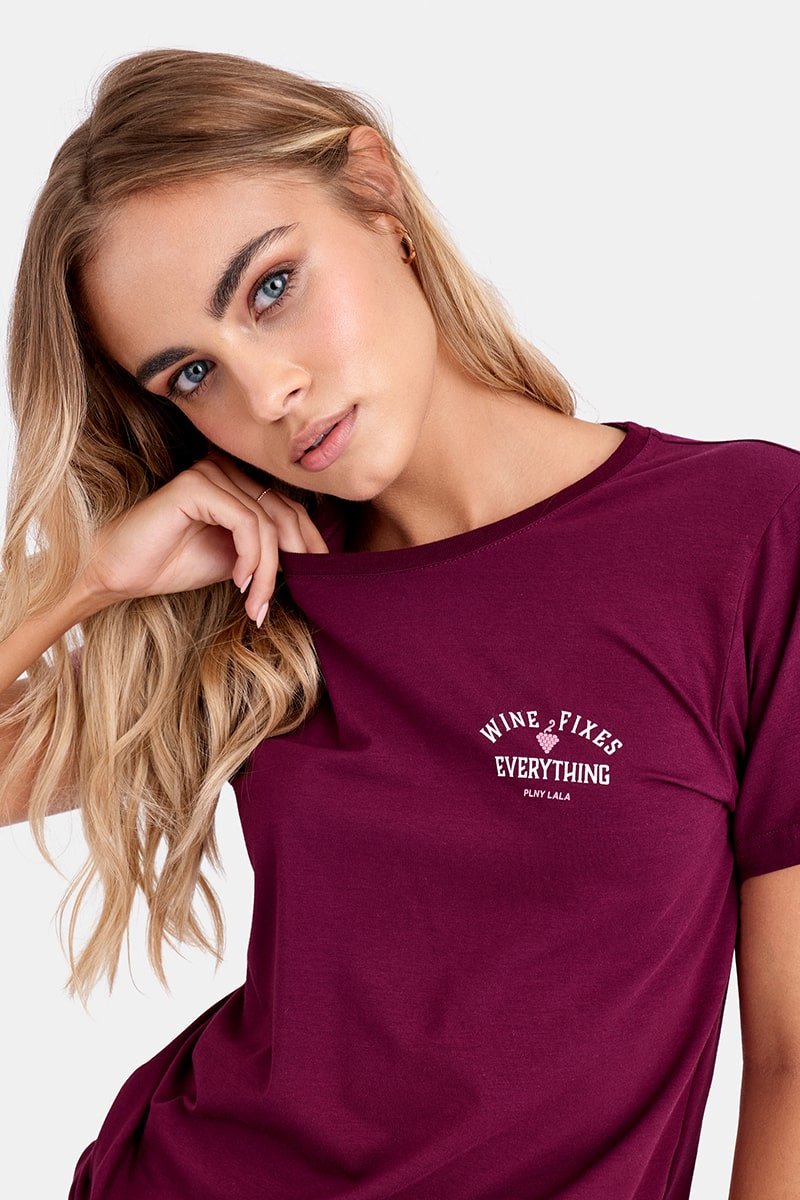Wine French Fit Prince Tee